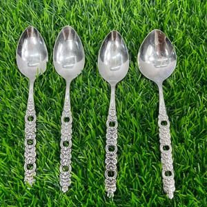 Oneida Community Stainless‎ Silverware Spoons Ornate Floral Handle Set of 4